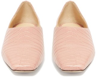 Jimmy Choo Joselyn Crocodile-effect Leather Ballet Flats - Light Pink