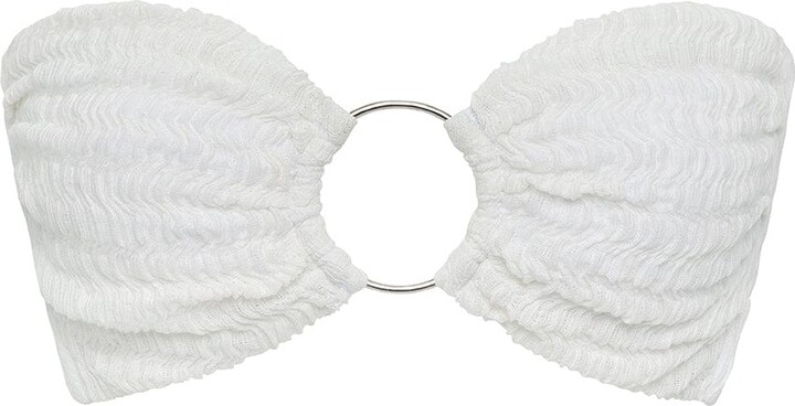Montce Swim White Seychelles Tori Ties Bandeau Bikini Top