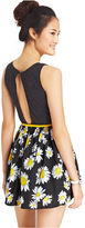 Thumbnail for your product : Ruby Rox Juniors' Daisy-Print Belted Skater Dress