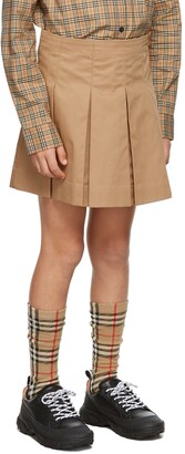 Burberry Kids Beige Monogram Pleated Skirt