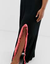 Thumbnail for your product : ASOS Curve DESIGN Curve jersey beach maxi cover up with side split & neon tape trim