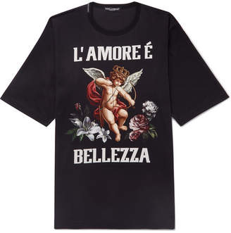 Dolce & Gabbana Oversized Printed Cotton-Jersey T-Shirt - Men - Black