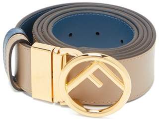 Fendi Logo Embellished Reversible Leather Belt - Womens - Blue