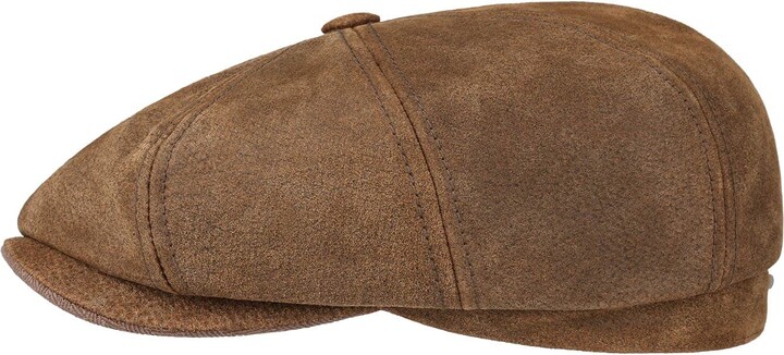 Stetson Leather Burney Hatteras Sports Beanie Flat Cap (XXL/62-63 - Brown)  - ShopStyle Hats