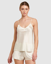 Thumbnail for your product : Ginia Women's White Pyjama Tops - Silk V-Neck Camisole