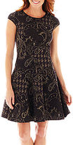 Thumbnail for your product : JCPenney Danny & Nicole Short-Sleeve Paisley Print Fit-and-Flare Dress