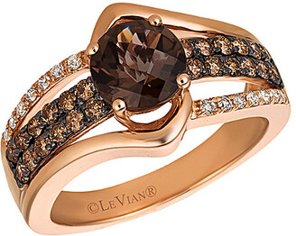LeVian 14K Rose Gold 1.58 Ct. Tw. Diamond & Chocolate Quartz Ring