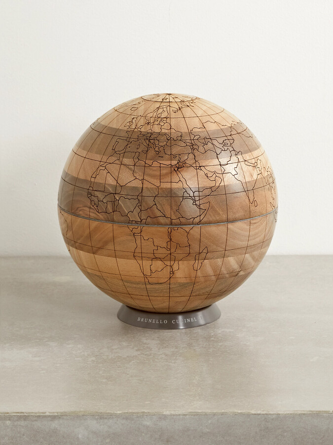Brunello Cucinelli Walnut Wood And Krion Globe - Brown