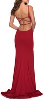 Thumbnail for your product : La Femme Strappy Back Jersey Gown