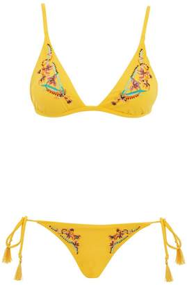 Topshop Floral embroidered triangle bikini top