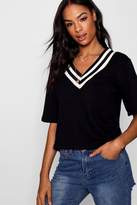 Thumbnail for your product : boohoo Tall Sports Rib V Neck Sweat