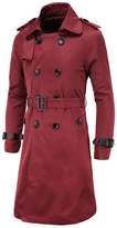 Thumbnail for your product : Elonglin Men's Trench Coat Long Double Button Down Jacket Military Trench Coat Slim Coat with Belt