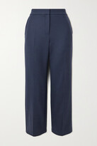 Cropped Wool-blend Pants - Blue 