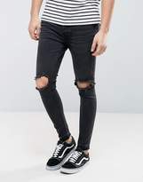 Thumbnail for your product : Brave Soul Skinny Knee Ripped Jean With Raw Edge