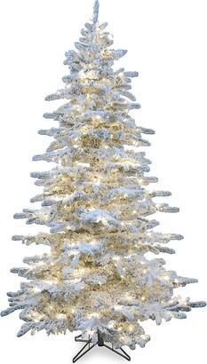 Christmas Time Silverado Pine 6.5-Foot White Flocked Slim Christmas Tree