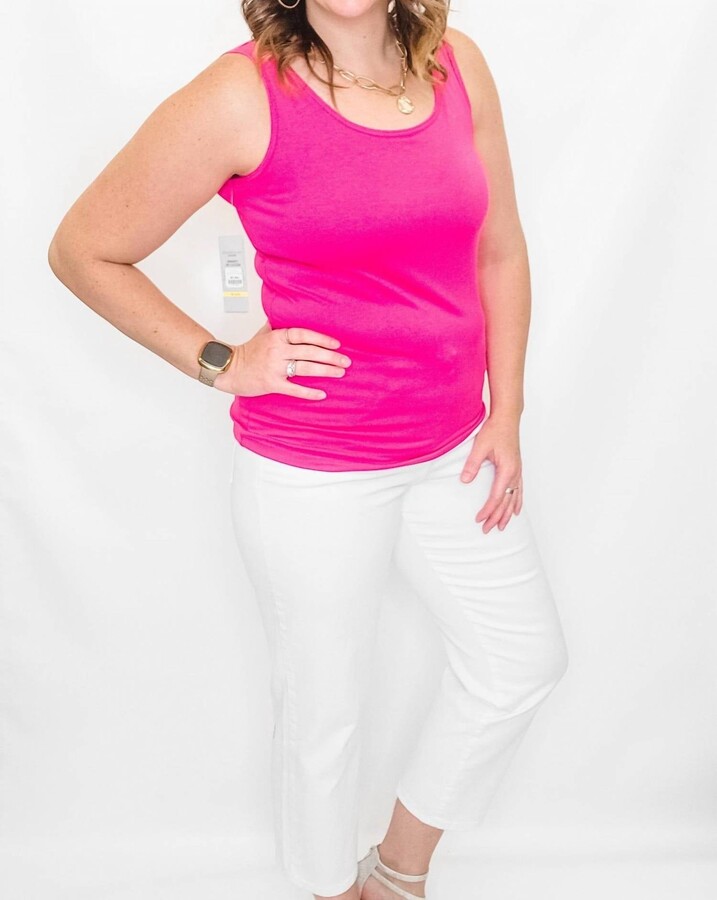 Multiples Cotton Spandex Layering Tank Top In Fuchsia
