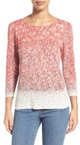 Thumbnail for your product : Nic+Zoe Women's 'Prism' Ombre Print Three Quarter Sleeve Top, Size X-Small - Red