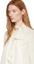 Thumbnail for your product : Chloé Off-White Silk Neck-Tie Blouse