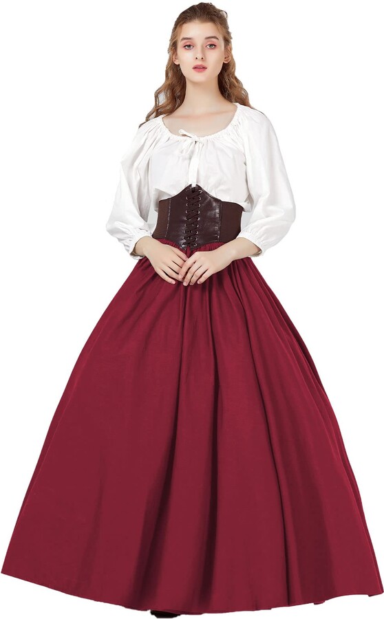 BEAUTELICATE Women's Renaissance Skirt Retro Victorian Medieval Costume