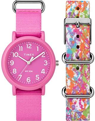 Timex Weekender Colour Rush Pink Fial with a Pink Nylon Strap Watch TWG018100