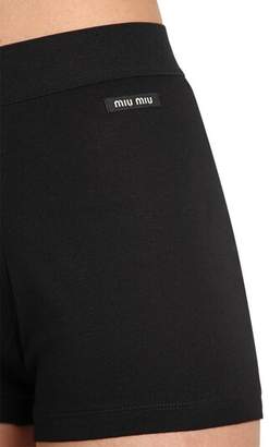Miu Miu Logo Cotton Jersey Shorts