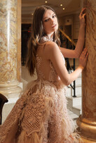 Thumbnail for your product : Cristallini Sheer Long Sleeve Embellished Ball Gown