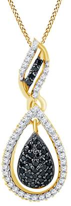 Jewel Zone US White & Black Natural Diamond Fashion Pendant Necklace in 14k Gold Over Sterling Silver (0.33 Ct)
