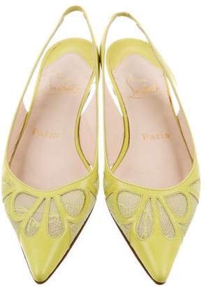 Christian Louboutin Lace-Accented Slingback Flats