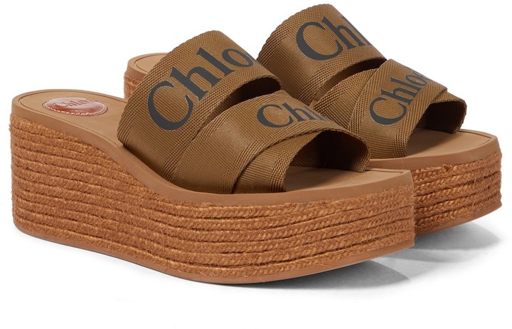 ChloÃ© Woody canvas platform espadrille slides - ShopStyle