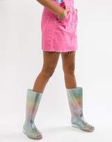 Thumbnail for your product : ASOS DESIGN Gransta rainbow glitter wellies