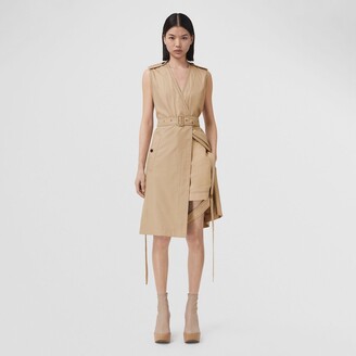 Burberry Sleeveless Cotton Gabardine V-neck Trench Dress Size: 10 -  ShopStyle