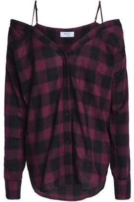 Bailey 44 Cold-shoulder Checked Flannel Top