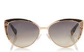 DOMI Metal Framed Cat Eye Sunglasses with Snakeskin Leather Detail