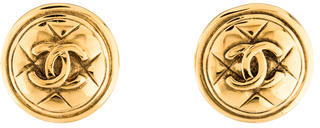 Chanel CC Quilted Clip On Earrings