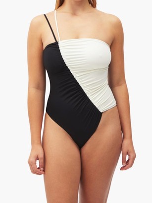 Isa Boulder Leonard Asymmetric Bi-colour Swimsuit - Black White
