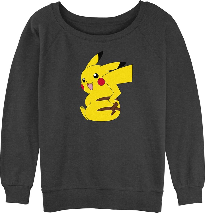 Pokemon Juniors' Small Pika Stripes Sloucher Terry Charcoal Heather