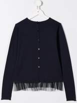 Thumbnail for your product : Il Gufo tulle hem knitted top
