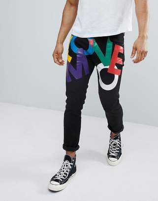 Love Moschino Cropped Slim Fit Jeans with Print