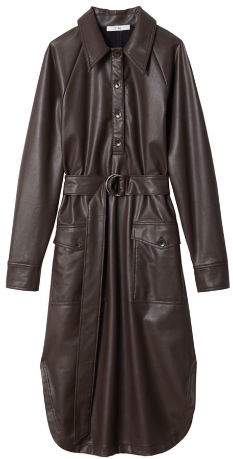 faux leather shirt dress