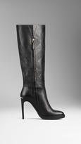 Thumbnail for your product : Burberry Embossed Check Panel Leather Boots