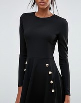 Thumbnail for your product : Club L Miltary Detailed Crepe Skater Dress