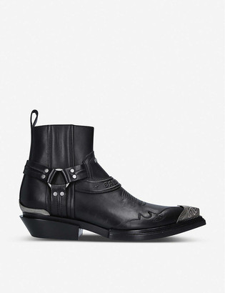 Balenciaga Santiag leather heeled ankle boots - ShopStyle