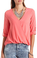 Thumbnail for your product : Charlotte Russe Draping Tab Sleeve Wrap Top