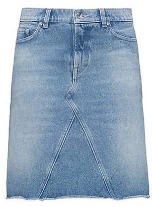 HUGO BOSS A-line denim skirt with raw-cut hemline