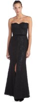 Thumbnail for your product : Jill Stuart JILL black and evergreen lace overlay sweetheart neck fitted gown