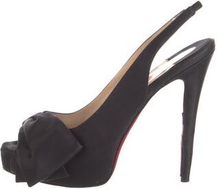 Christian Louboutin Satin Bow Accents Slingback Pumps