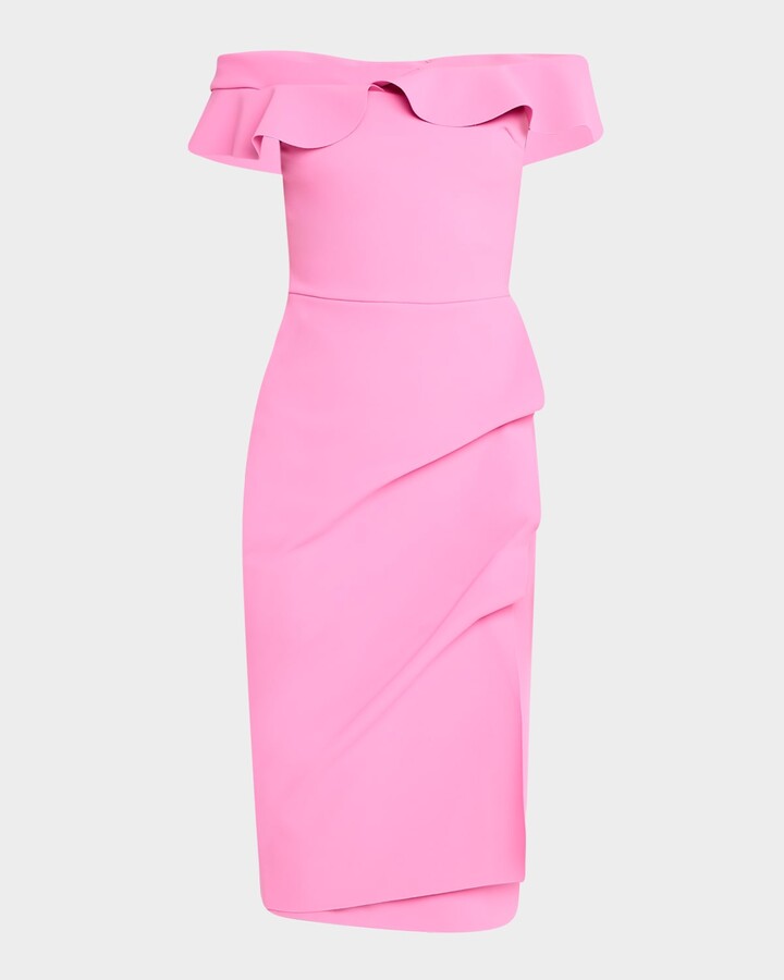 Chiara Boni La Petite Robe Nidandre Off-Shoulder Ruffle Midi Dress