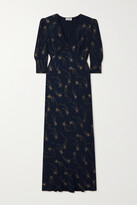 Thumbnail for your product : Rixo Zadie Glittered Crepe De Chine Midi Dress - Blue