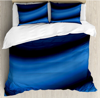 Ambesonne Dark Blue Duvet Cover Set Abstract Wavy Blurry Pale Blue Dark Blue