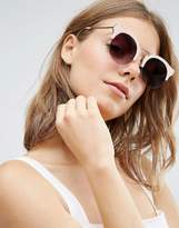 Thumbnail for your product : ASOS Half Round Rose Gold Sunglasses With Flat Lens
